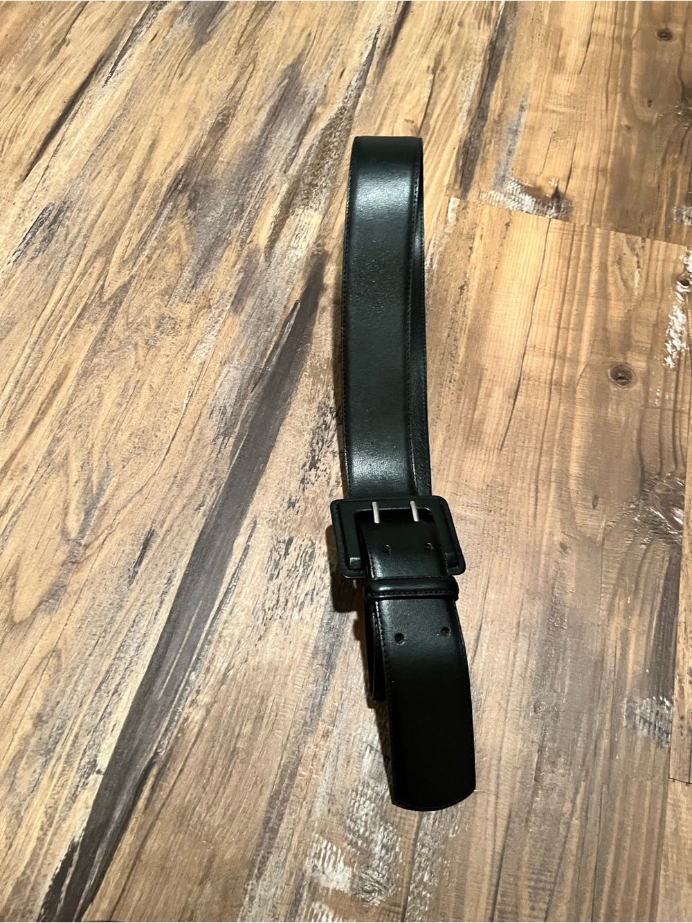 Women's Black Leather Belt with Matte Buckle